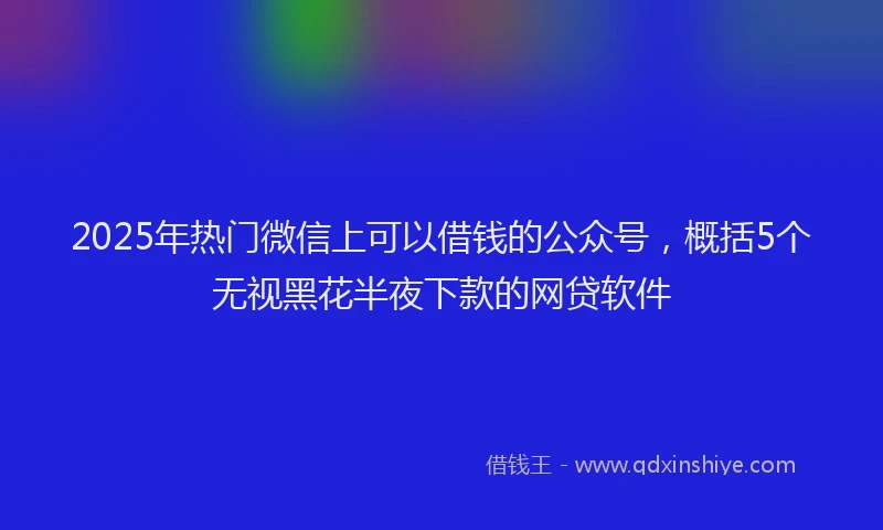 2025年热门微信上可以借钱的公众号，概括5个无视黑花半夜下款的网贷软件