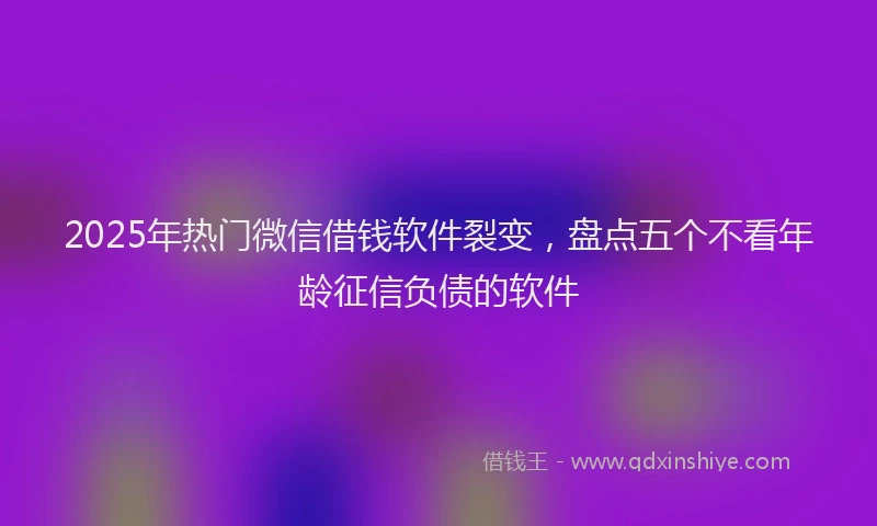 2025年热门微信借钱软件裂变，盘点五个不看年龄征信负债的软件
