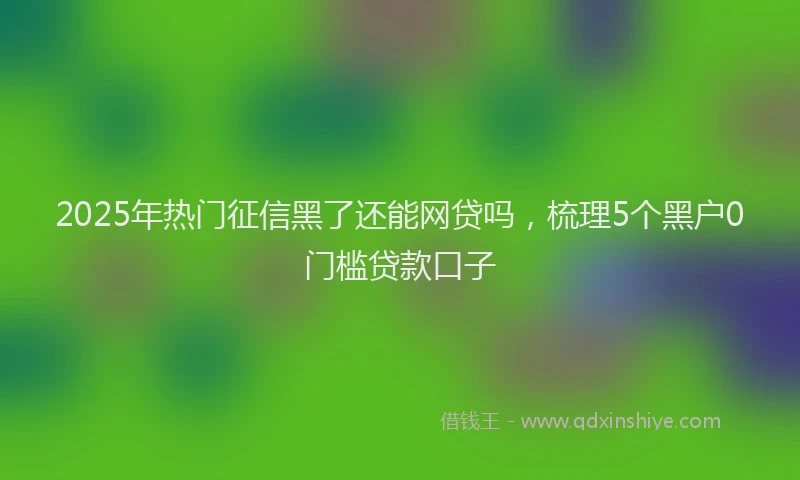 2025年热门征信黑了还能网贷吗，梳理5个黑户0门槛贷款口子