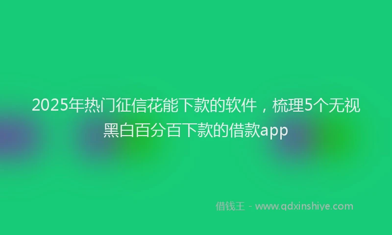 2025年热门征信花能下款的软件，梳理5个无视黑白百分百下款的借款app