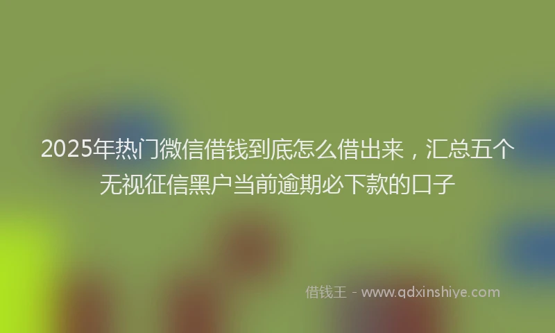 2025年热门微信借钱到底怎么借出来,汇总五个无视征信黑户当前逾期必下款的口子