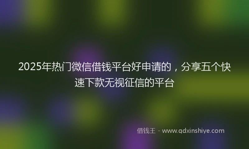 2025年热门微信借钱平台好申请的，分享五个快速下款无视征信的平台