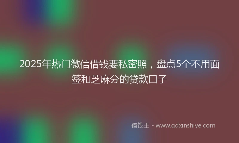2025年热门微信借钱要私密照，盘点5个不用面签和芝麻分的贷款口子