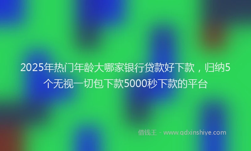2025年热门年龄大哪家银行贷款好下款，归纳5个无视一切包下款5000秒下款的平台