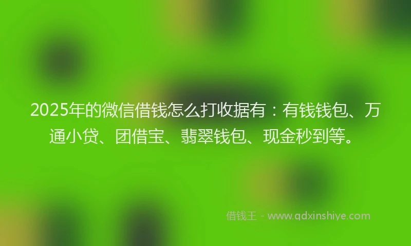 2025年的微信借钱怎么打收据有:有钱钱包、万通小贷、团借宝、翡翠钱包、现金秒到等。