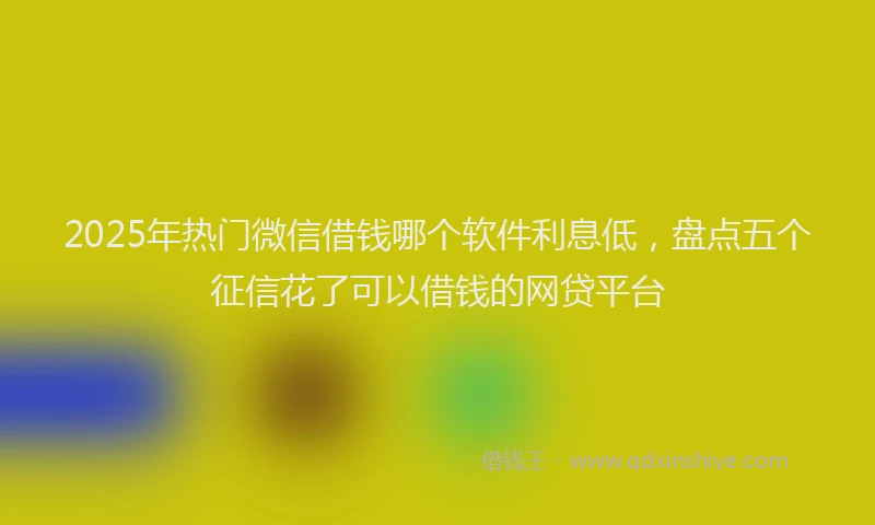 2025年热门微信借钱哪个软件利息低，盘点五个征信花了可以借钱的网贷平台