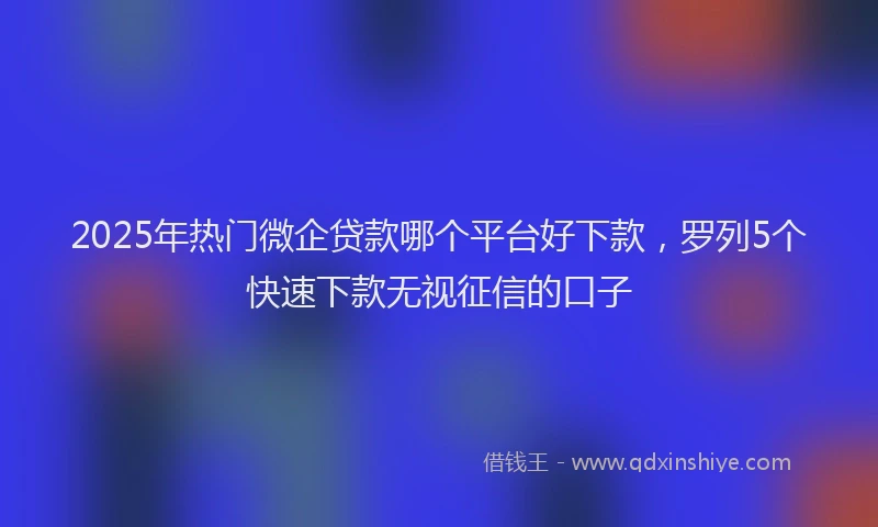 2025年热门微企贷款哪个平台好下款，罗列5个快速下款无视征信的口子