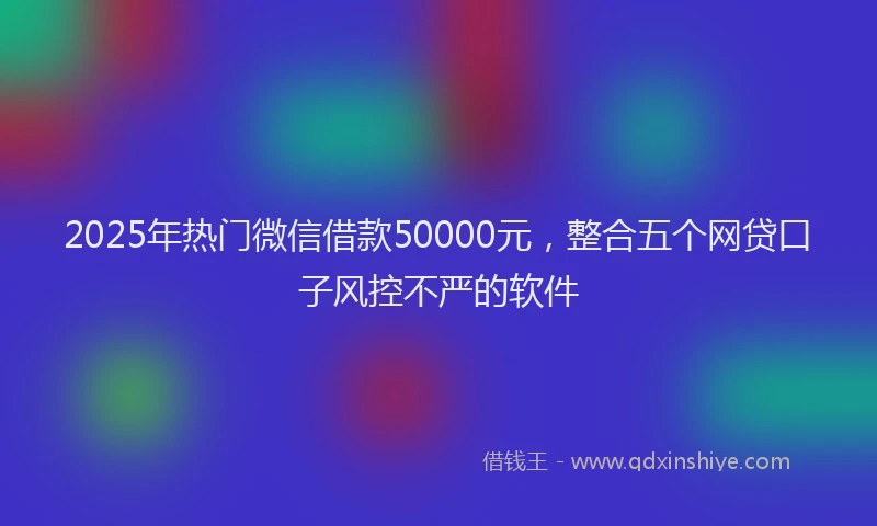 2025年热门微信借款50000元，整合五个网贷口子风控不严的软件