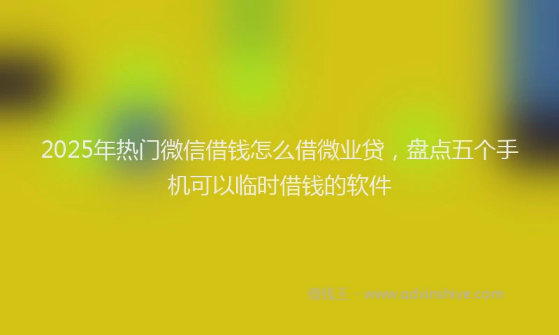 2025年热门微信借钱怎么借微业贷,盘点五个手机可以临时借钱的软件
