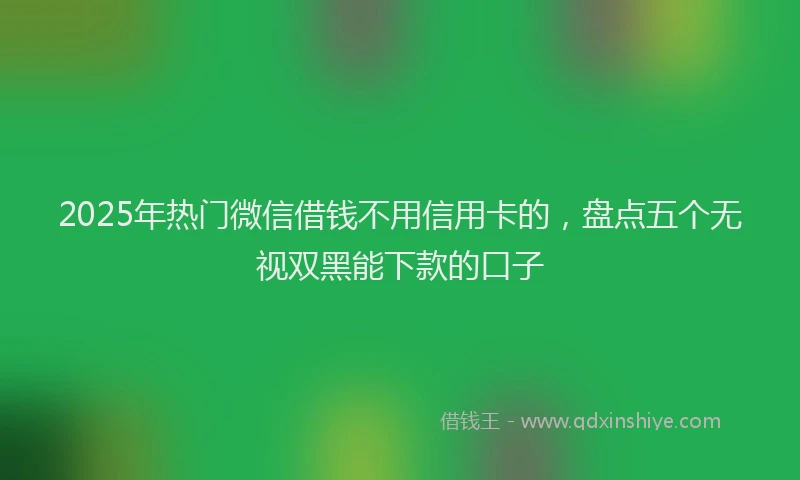 2025年热门微信借钱不用信用卡的，盘点五个无视双黑能下款的口子