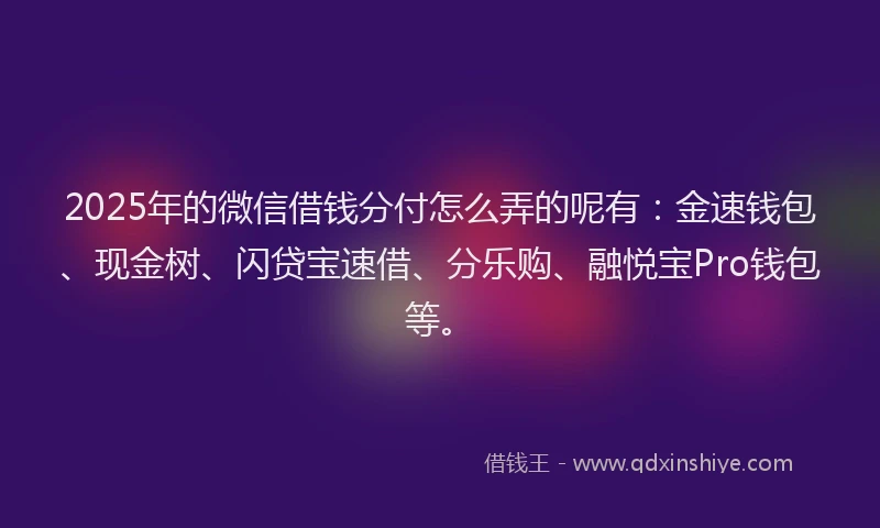 2025年的微信借钱分付怎么弄的呢有：金速钱包、现金树、闪贷宝速借、分乐购、融悦宝Pro钱包等。