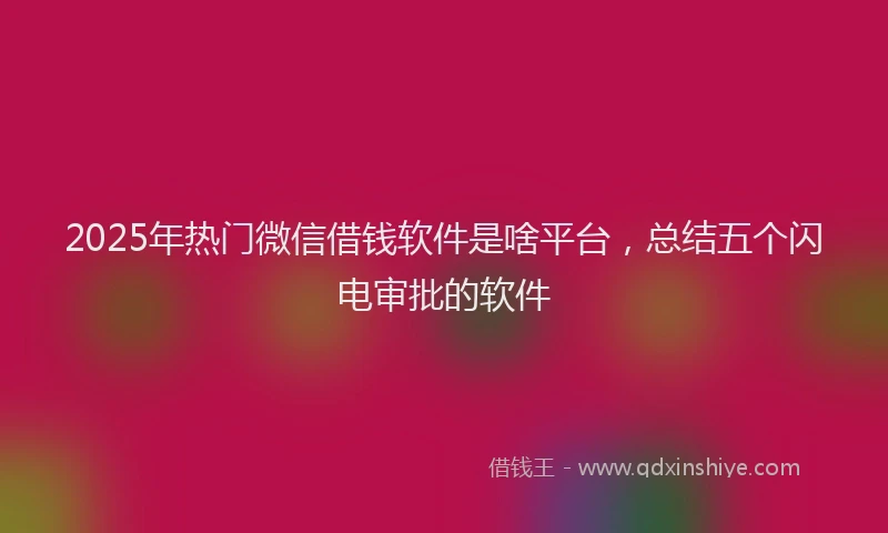 2025年热门微信借钱软件是啥平台，总结五个闪电审批的软件