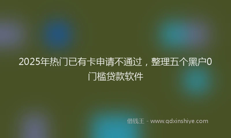 2025年热门已有卡申请不通过，整理五个黑户0门槛贷款软件