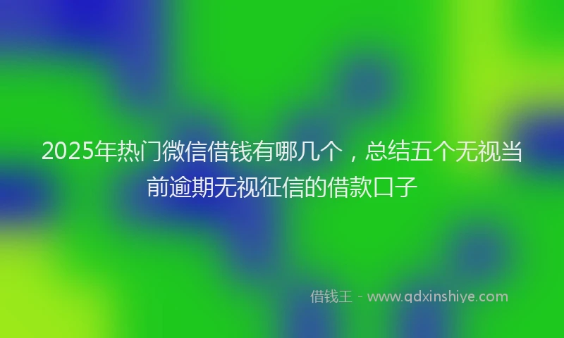 2025年热门微信借钱有哪几个，总结五个无视当前逾期无视征信的借款口子