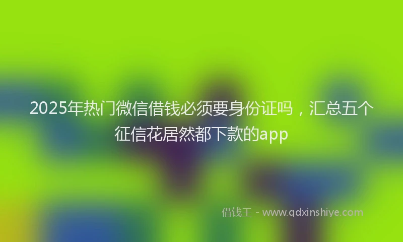 2025年热门微信借钱必须要身份证吗，汇总五个征信花居然都下款的app