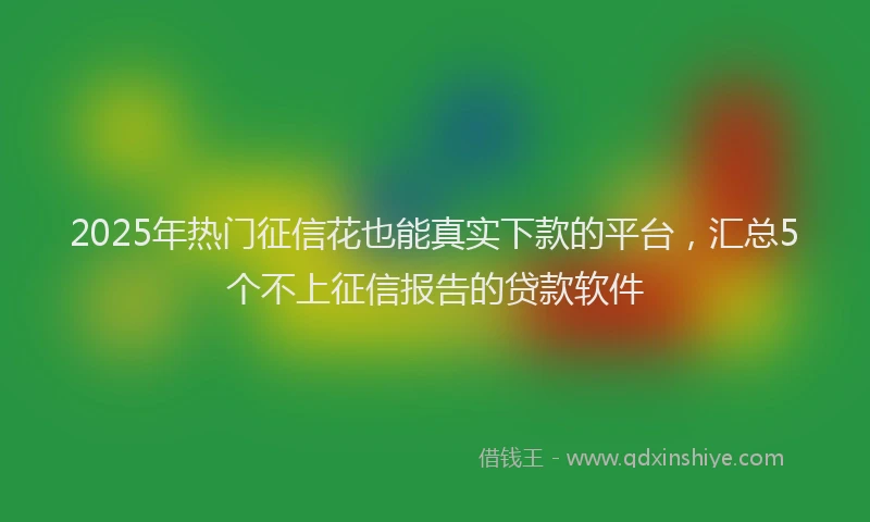 2025年热门征信花也能真实下款的平台，汇总5个不上征信报告的贷款软件