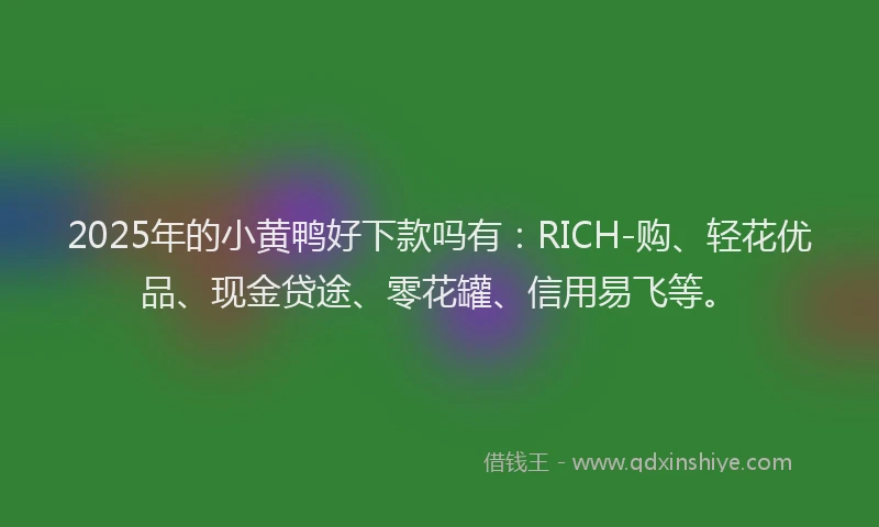 2025年的小黄鸭好下款吗有：RICH-购、轻花优品、现金贷途、零花罐、信用易飞等。