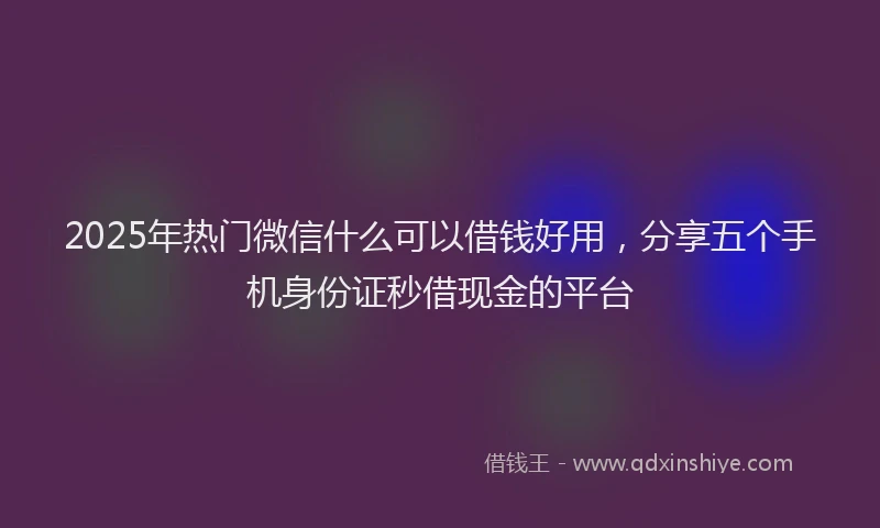 2025年热门微信什么可以借钱好用，分享五个手机身份证秒借现金的平台