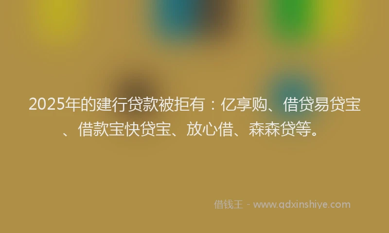 2025年的建行贷款被拒有：亿享购、借贷易贷宝、借款宝快贷宝、放心借、森森贷等。