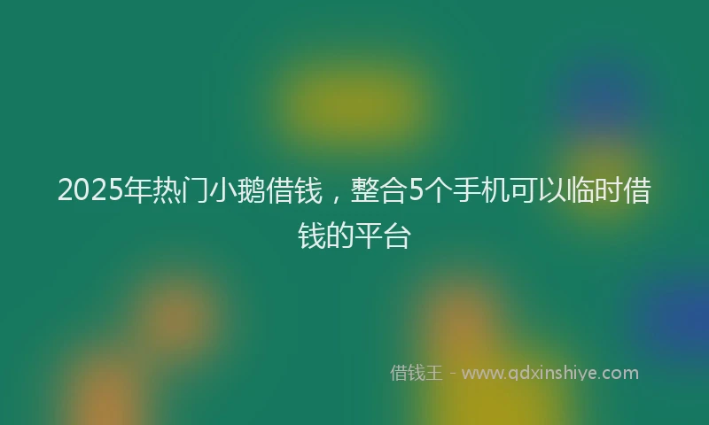 2025年热门小鹅借钱，整合5个手机可以临时借钱的平台