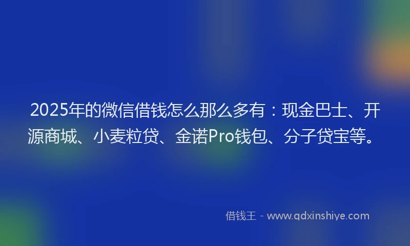 2025年的微信借钱怎么那么多有：现金巴士、开源商城、小麦粒贷、金诺Pro钱包、分子贷宝等。