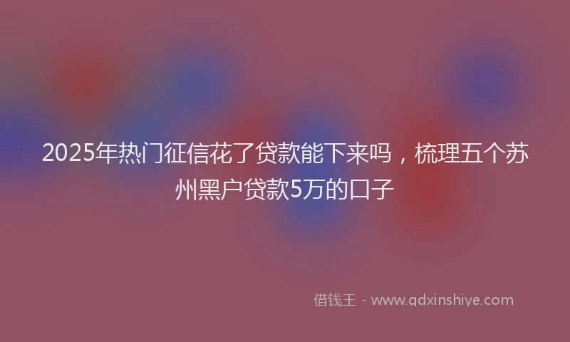 2025年热门征信花了贷款能下来吗，梳理五个苏州黑户贷款5万的口子