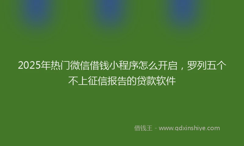 2025年热门微信借钱小程序怎么开启，罗列五个不上征信报告的贷款软件