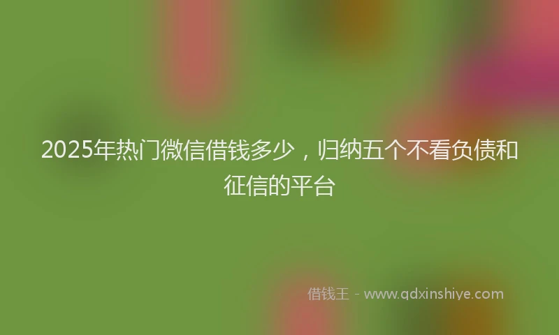 2025年热门微信借钱多少，归纳五个不看负债和征信的平台