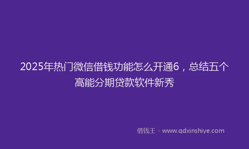 2025年热门微信借钱功能怎么开通6，总结五个高能分期贷款软件新秀