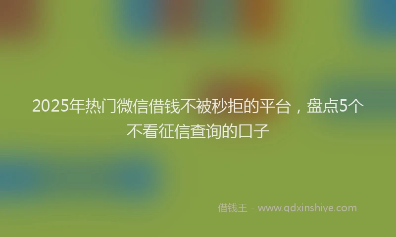 2025年热门微信借钱不被秒拒的平台，盘点5个不看征信查询的口子