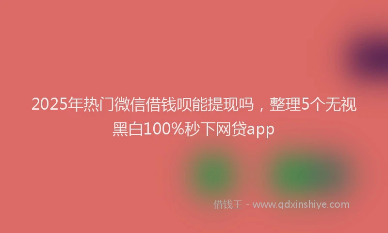 2025年热门微信借钱呗能提现吗，整理5个无视黑白100%秒下网贷app
