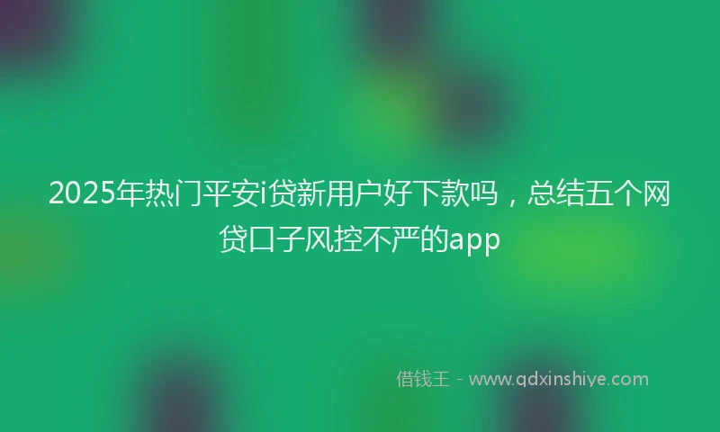 2025年热门平安i贷新用户好下款吗，总结五个网贷口子风控不严的app