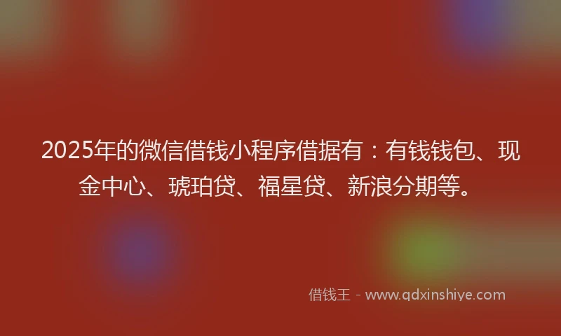 2025年的微信借钱小程序借据有：有钱钱包、现金中心、琥珀贷、福星贷、新浪分期等。