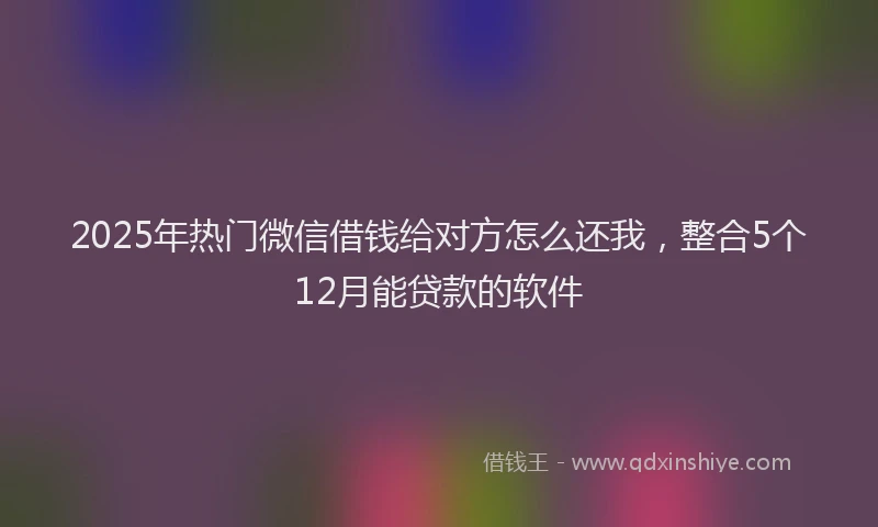 2025年热门微信借钱给对方怎么还我，整合5个12月能贷款的软件
