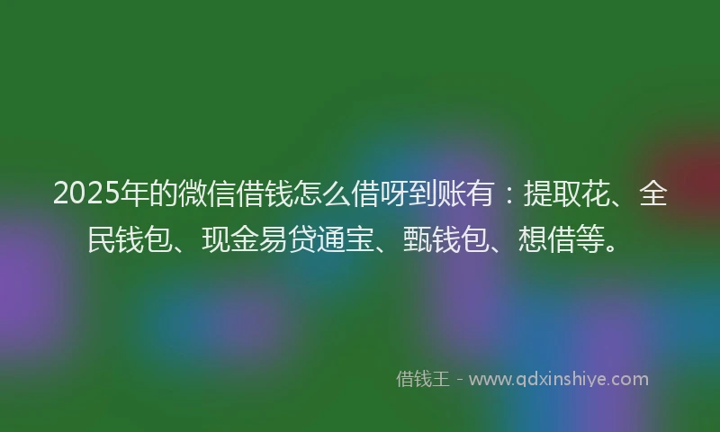 2025年的微信借钱怎么借呀到账有：提取花、全民钱包、现金易贷通宝、甄钱包、想借等。