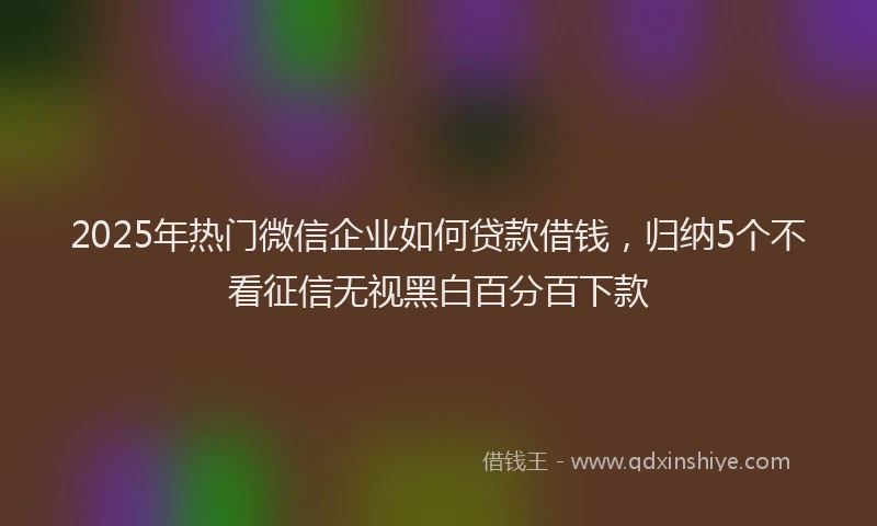 2025年热门微信企业如何贷款借钱，归纳5个不看征信无视黑白百分百下款