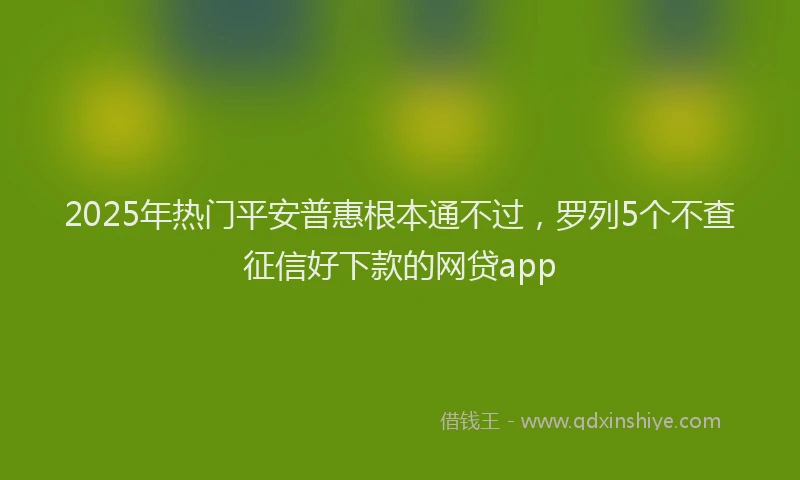 2025年热门平安普惠根本通不过，罗列5个不查征信好下款的网贷app