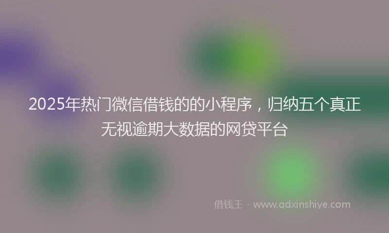 2025年热门微信借钱的的小程序,归纳五个真正无视逾期大数据的网贷平台