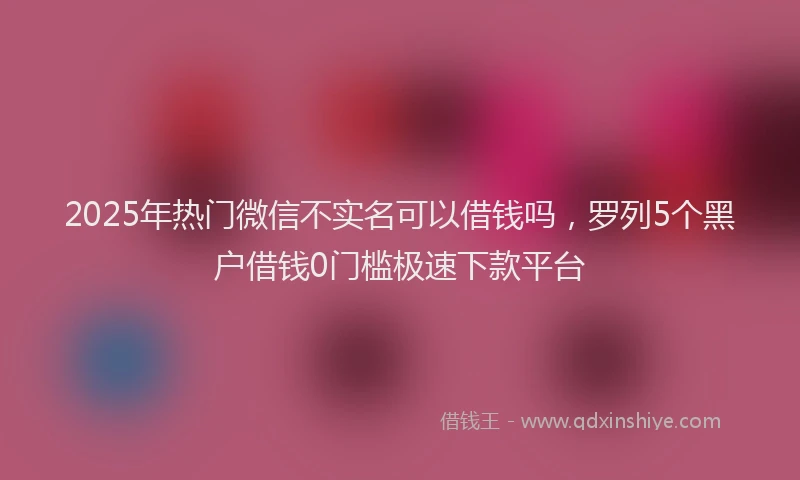 2025年热门微信不实名可以借钱吗，罗列5个黑户借钱0门槛极速下款平台