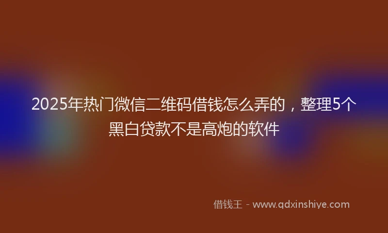 2025年热门微信二维码借钱怎么弄的，整理5个黑白贷款不是高炮的软件