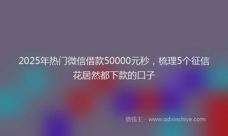 2025年热门微信借款50000元秒，梳理5个征信花居然都下款的口子