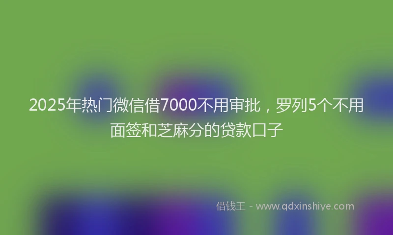 2025年热门微信借7000不用审批，罗列5个不用面签和芝麻分的贷款口子