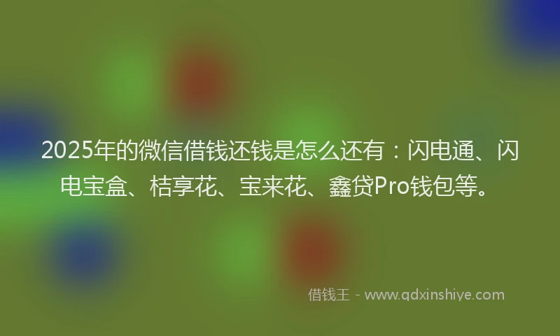 2025年的微信借钱还钱是怎么还有：闪电通、闪电宝盒、桔享花、宝来花、鑫贷Pro钱包等。