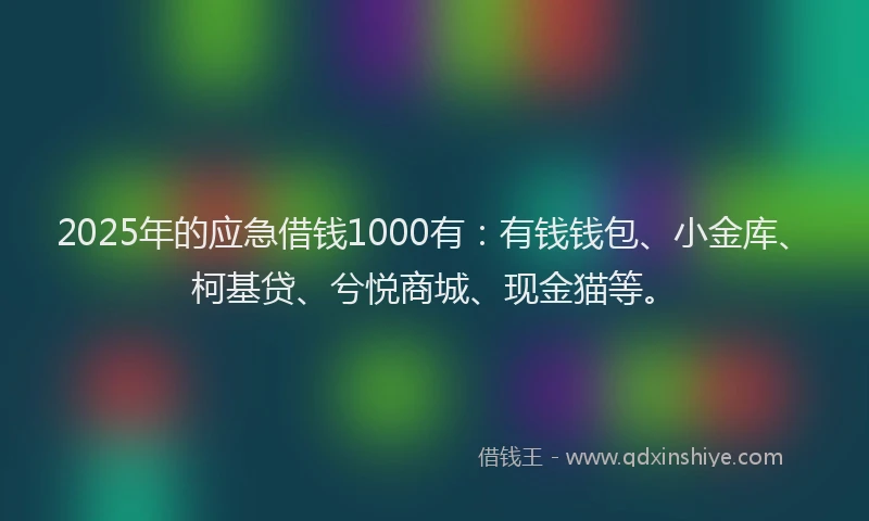 2025年的应急借钱1000有：有钱钱包、小金库、柯基贷、兮悦商城、现金猫等。