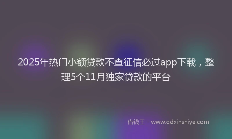 2025年热门小额贷款不查征信必过app下载，整理5个11月独家贷款的平台