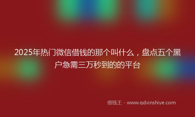 2025年热门微信借钱的那个叫什么，盘点五个黑户急需三万秒到的的平台