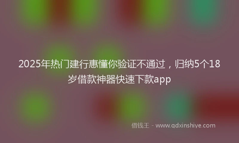 2025年热门建行惠懂你验证不通过，归纳5个18岁借款神器快速下款app