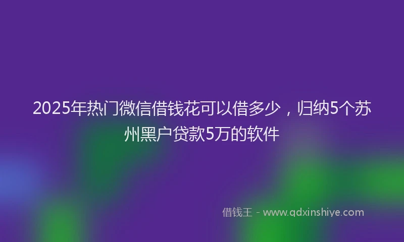 2025年热门微信借钱花可以借多少，归纳5个苏州黑户贷款5万的软件