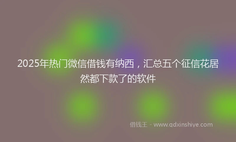 2025年热门微信借钱有纳西，汇总五个征信花居然都下款了的软件