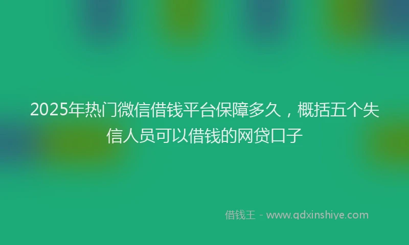 2025年热门微信借钱平台保障多久，概括五个失信人员可以借钱的网贷口子